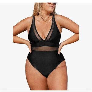 Cupshe Black Mesh One-Piece Swimsuit